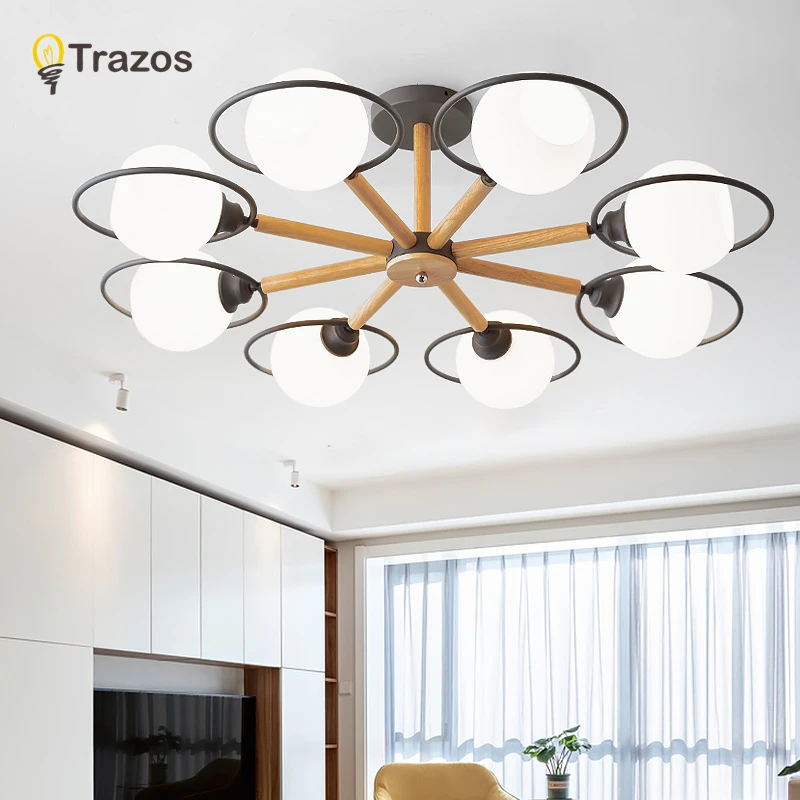 

TRAZOS Modern LED Ceiling Lights For Living Room Ceiling Lamp Designer Wood Metal Surface Mounted Bedroom Lighting Fixtures