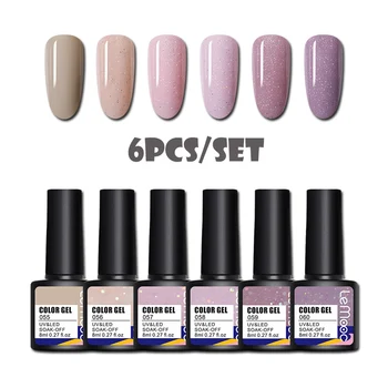 

LEMOOC 6/12pcs/Kit UV Gel Nail Polish Set Color UV LED Nail Gel Varnish Semi Permanent Nail varnish Soak Off Base Top Coat
