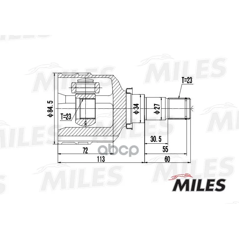 Шрус Toyota Corolla Vii-Viii E100/E110/Yaris I-Ii 1.3-1.5 99- Внутр. Miles Ga10029 Miles арт. GA10029
