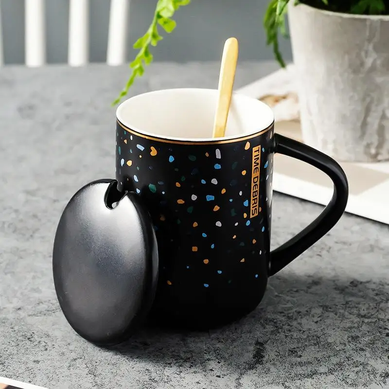 black В форме шариковой ручки керамические кружки чайная чашка кофейная кружка с ложкой креативный цвет фарфоровая кофейная чашка керамическая чашка для молока дорожные чашки кружки - Цвет: black