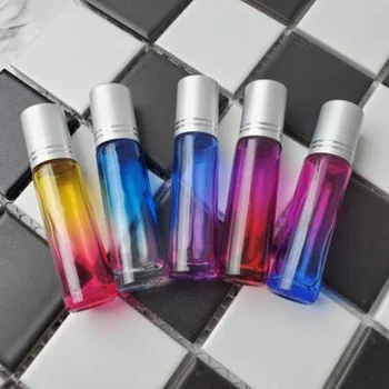 

10 ML Gradient Color Essential Oil Perfume Bottle Roller Ball Thick Glass Roll On Durable For Travel Cosmetic Container