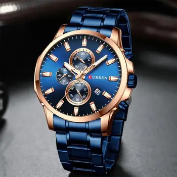 

Six-pin Multifunction Calendar Watches Top Luxury Brand Waterproof Quartz Steel Belt Men Watch Curren Clock Gift For Boyfriend