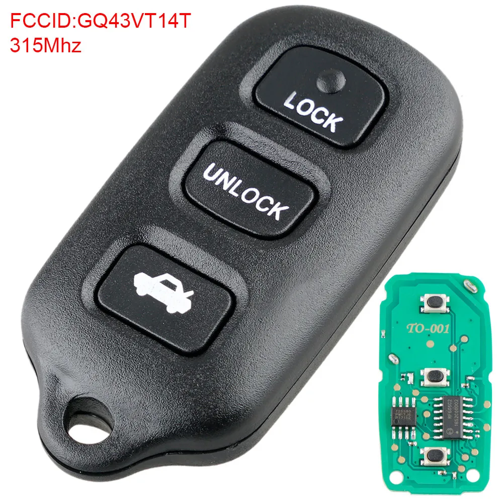 For 1999 2000 2001 Toyota Camry Keyless Entry Car Remote Key Fob Gq43vt14t 