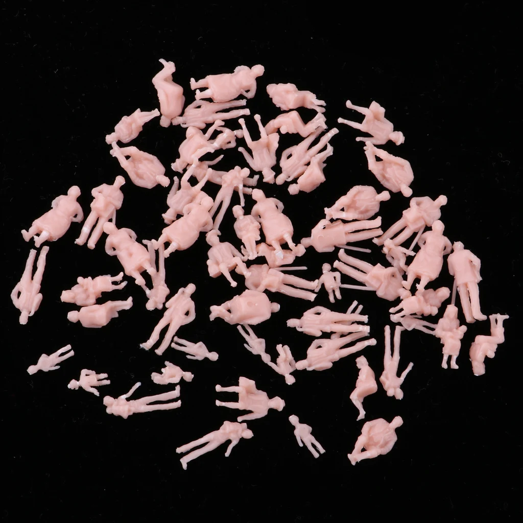 60pcs Unpainted Model Train People Figures HO Scale Model Miniature Figures