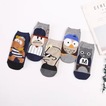 

Women Thin Sock Lovely Ladies Cartoon Owl Dog Socks Colorful Unisex Short Casual Cotton Sox Girls Spring Summer Trendy Skarpetki