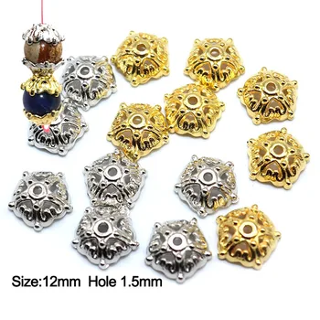 

100/200pcs 12mm Hollow Beads CCB Bead Caps for Jewelry Findings Silver Plated Flower Beads End Caps Charms Handmande DIY