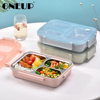

Oneup 304 Stainless Steel Lunch Box Multi Style Student School Office Use Bento Box Sealed Leakproof Durable Food Container