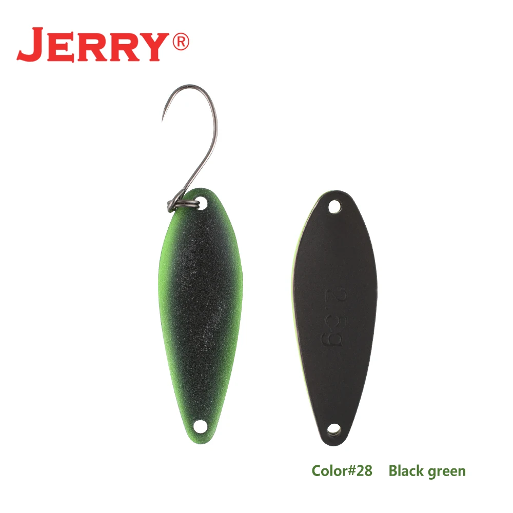 Jerry 1 шт., латунные рыболовные ложки pesca, яркие цвета, высокое качество, безделушки, форель, ложка, рыболовные приманки - Цвет: black green