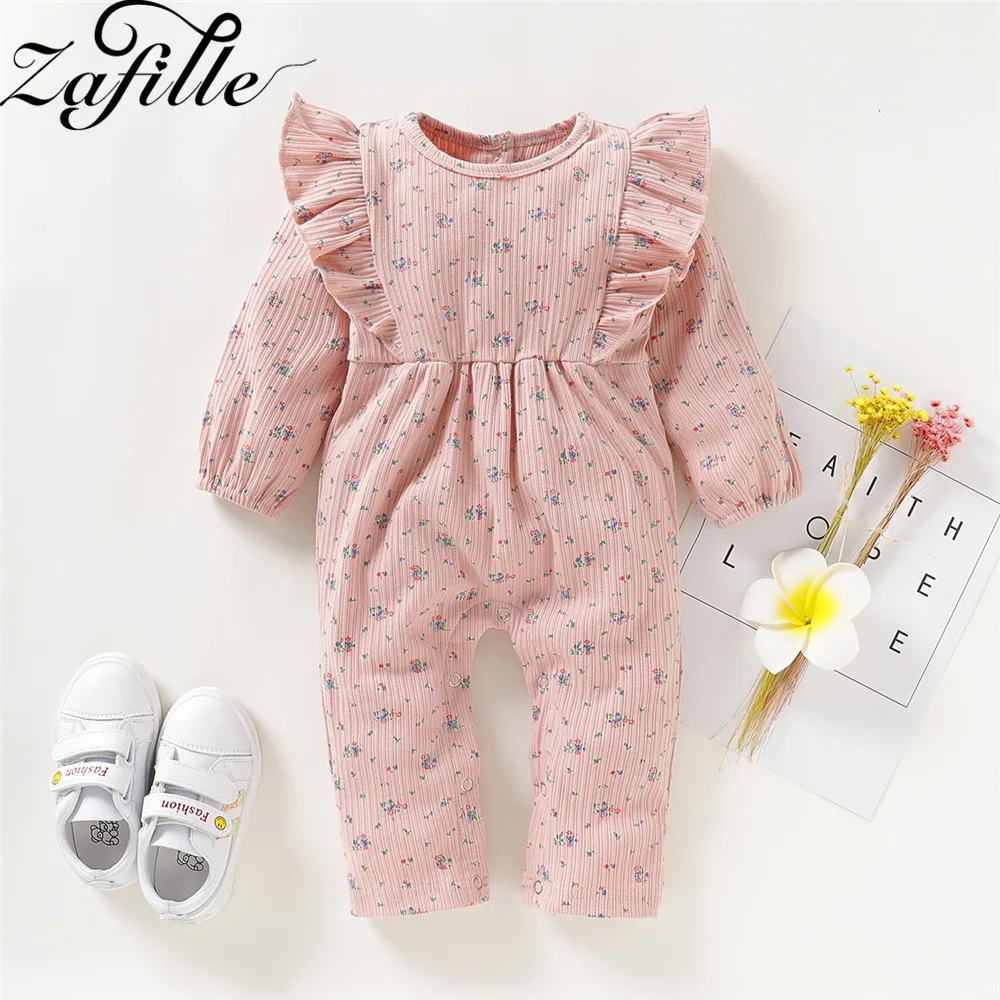 

ZAFILLE 2020 Baby Girl Clothes Cotton Infant Jumpsuit Newborn Baby Romper Printed Girls Clothing Long Sleeve Baby Girl Jumpsuit
