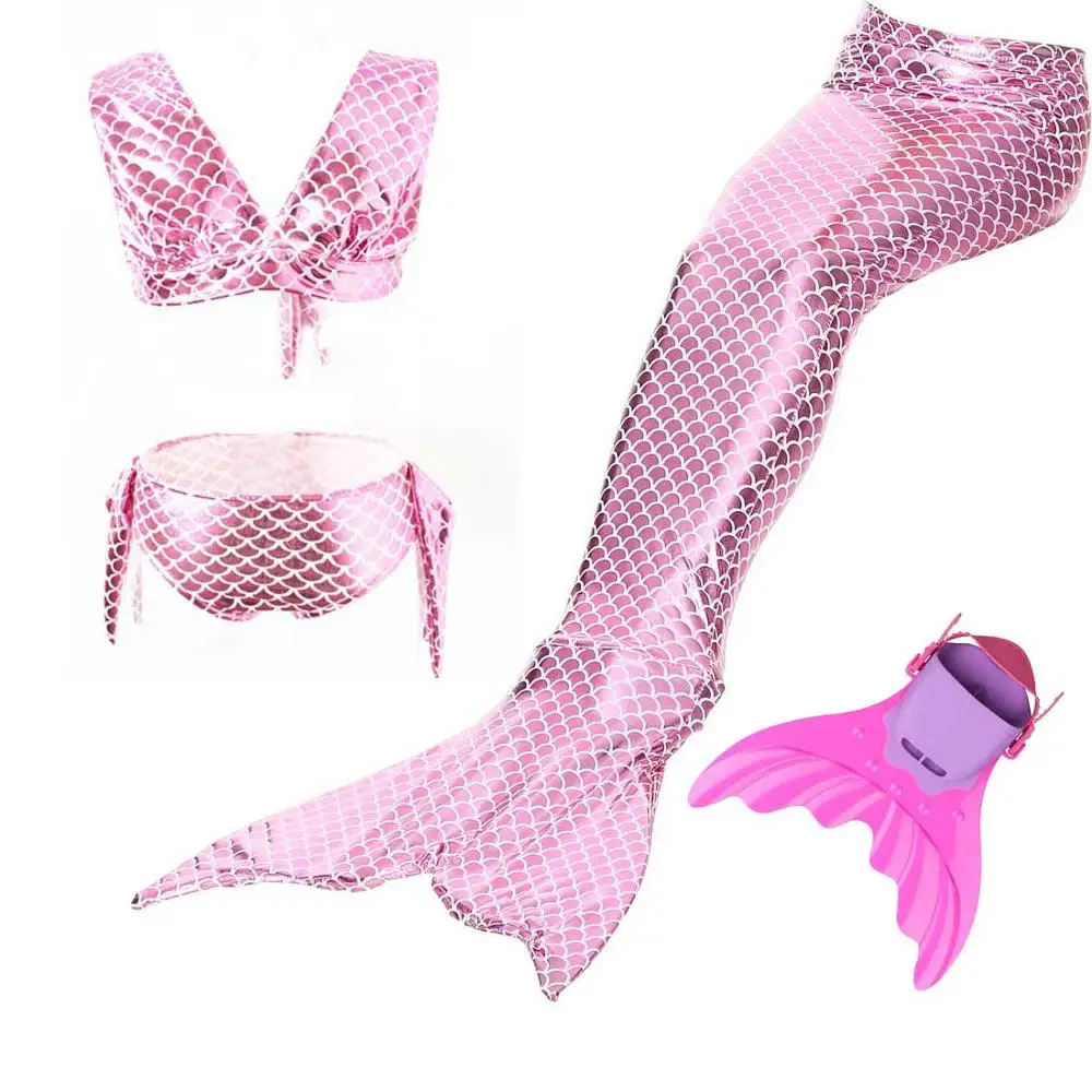 Set A 4 New Arrival Girls Glitter Mermaid Tail Swimtail Cover Up Bottoms Swimwear Princess Cosplay Swimmable Mermaid Costume Fancy Dress - Цвет: Set A 4