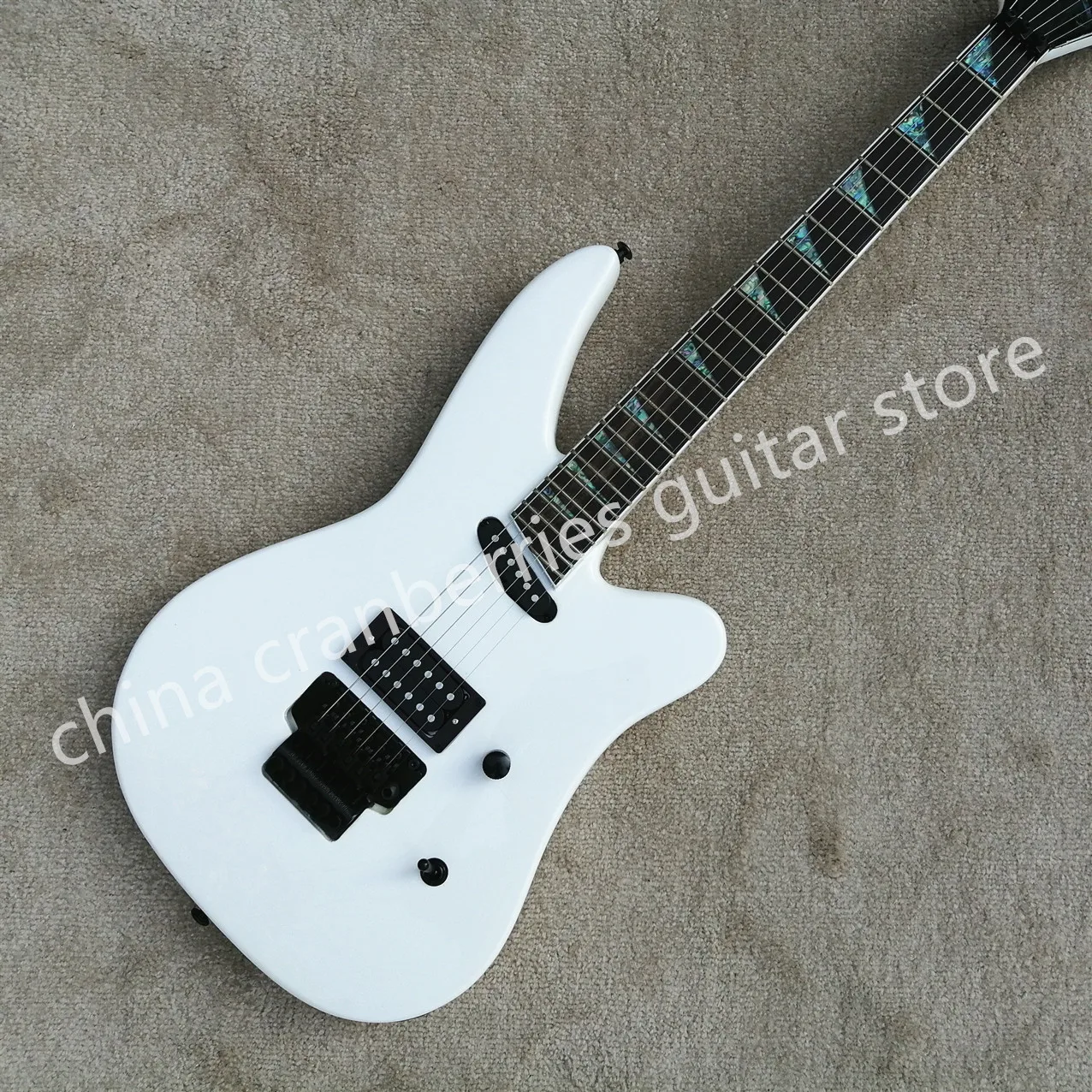 

J MODEL,6 strings white electric guitar,black hardware,Abalone inlay,Ebony Fretboard,Free Shipping