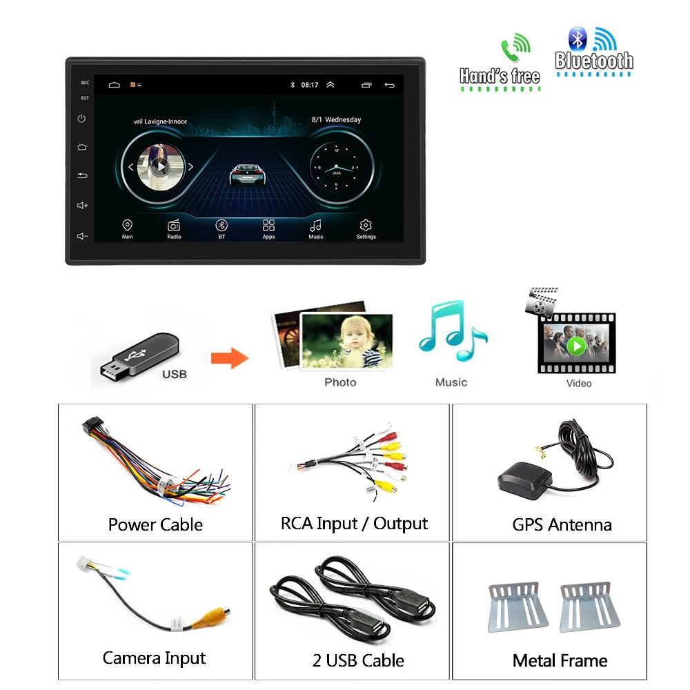 Hikity Android 2din автомобильный мультимедийный MP5 Авторадио 7 ''сенсорный экран