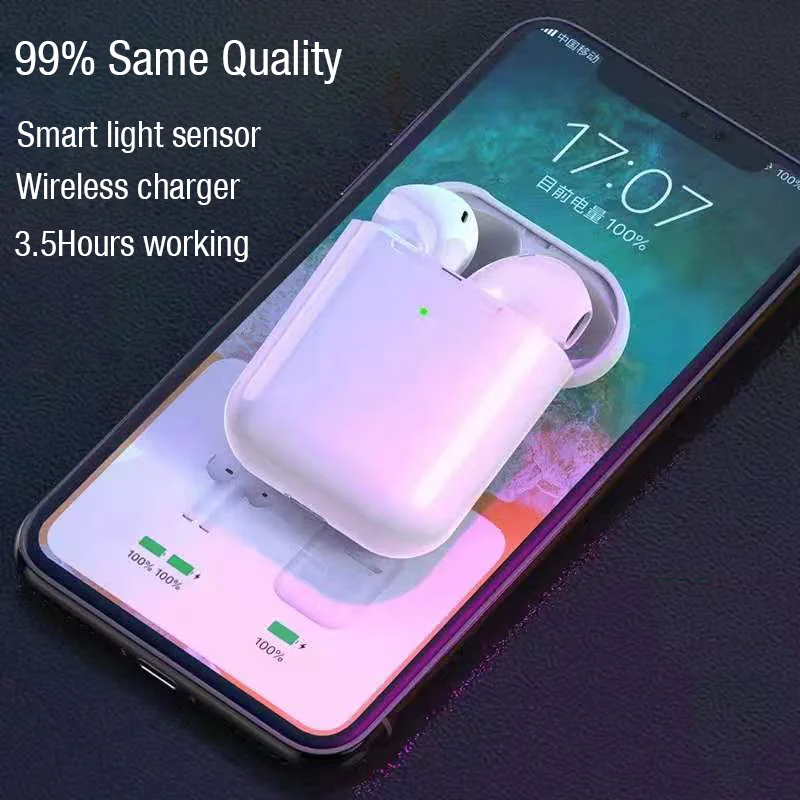 Super Copy Air 2 TWS 5,0, беспроводная bluetooth-гарнитура, мини стерео наушники, умный светильник, датчик, беспроводное зарядное устройство, авто пара наушников