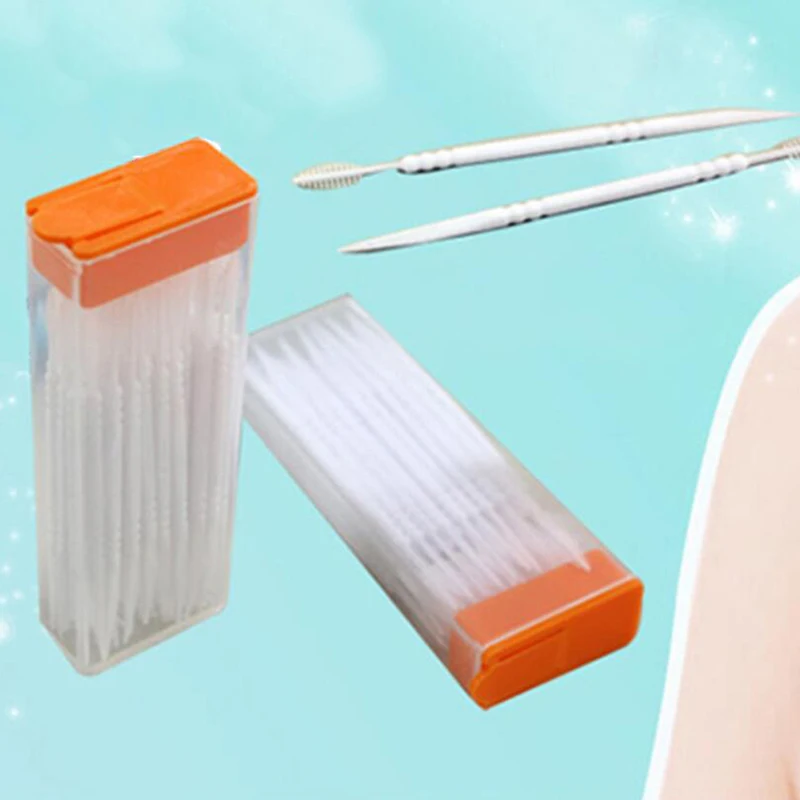 Portable Double Square Boxed Ultrafine Floss Pick Toothpick Plastic 120pcs Plus Brush In Clear Case Eco-friendly Toothpick