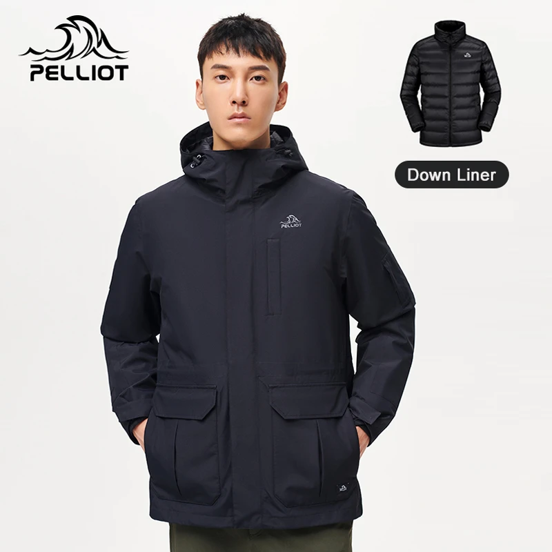 Youpin PELLIOT 3 en 1 chaqueta hombres espesar para exterior, viento Prueba de invierno cálido abrigos de hombre desmontable sombrero Casual Parka remoto inteligente| - AliExpress