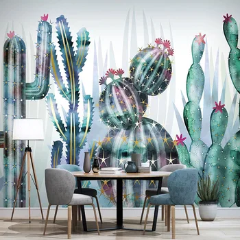 

Custom Mural Wallpaper 3D Stereo Tropical Plant Cactus Fresco Living Room TV Sofa Bedroom Home Decor Papel De Parede 3D Frescoes