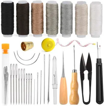 

LMDZ Leather Sewing Upholstery Repair Kit with Sewing Awl Seam Ripper Hand Stitching Thread Tools for Professionals Leather DIY