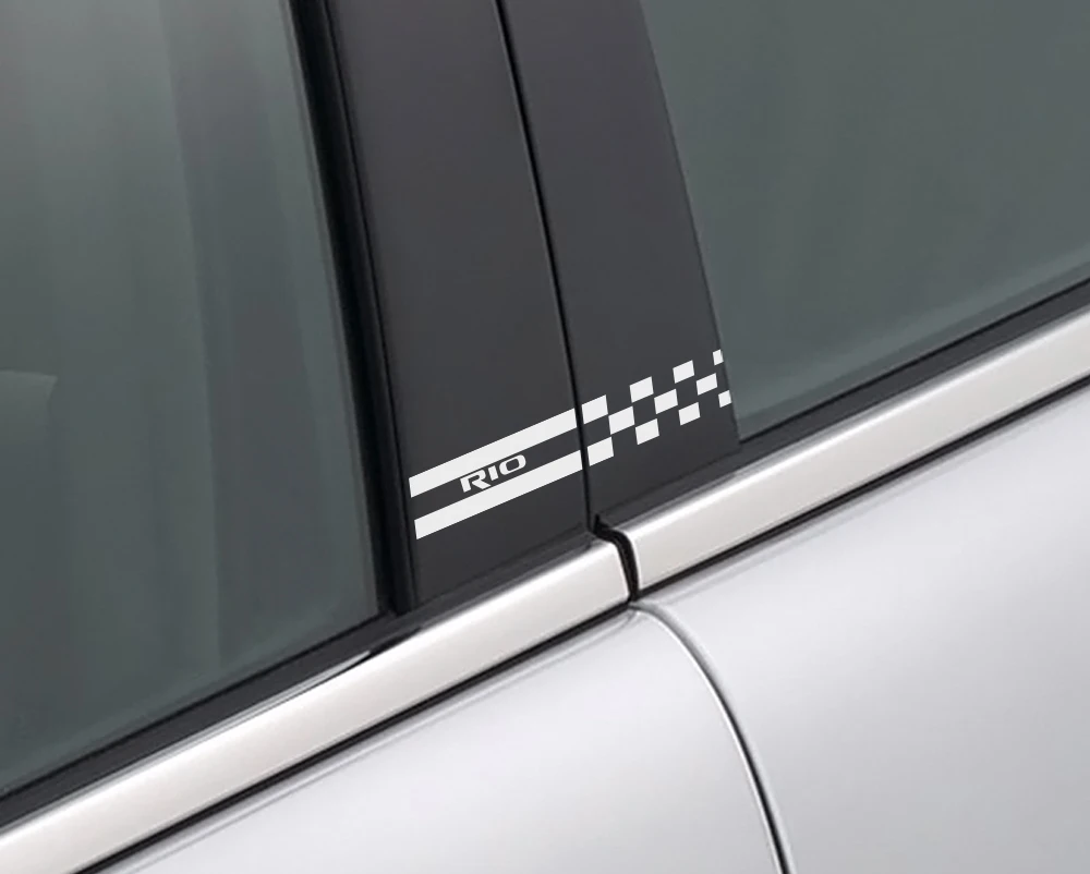 2PCS Auto Column Cover External Decorative Stickers For Kia Rio 3 4 K2 K3 X-Line Car Window B Pillars Trim Decal Car Accessories (4)