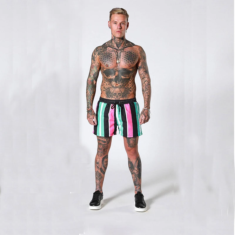 Stripe Men Swimwear Shorts Quick-drying Swimming Suits For Men Fashion Beach Short Board Surf Breathable Printing Bathing Suit