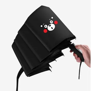 

Anime Kumamon Bear Automatic Umbrella Tri-Folding Cartoon Windproof Foldable Sun Rain Pocket Black Umbrella