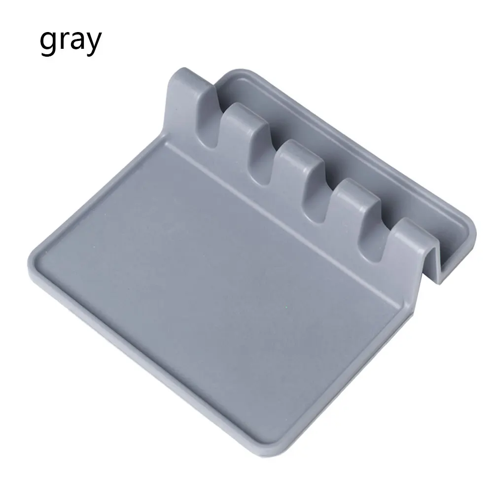 Gray Силиконовый держатель для ложки супа подставка для ложек кухонный Органайзер ложка горшок полка для крышек печное устройство кухонная утварь хранение - Цвет: Gray