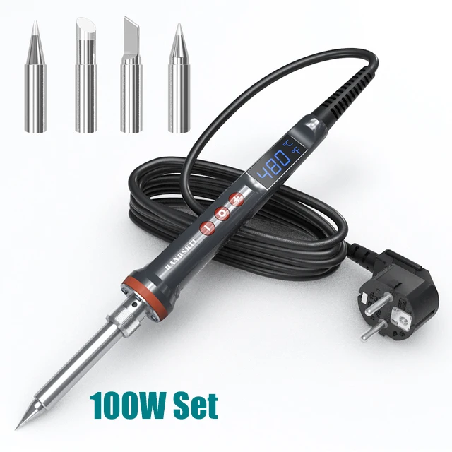 electric soldering irons 100W Electric Soldering Iron Digital Temperatura Adjustment Auto Sleep Internal Ceramic Heating Electronic Welding Tools hot stapler Welding Equipment