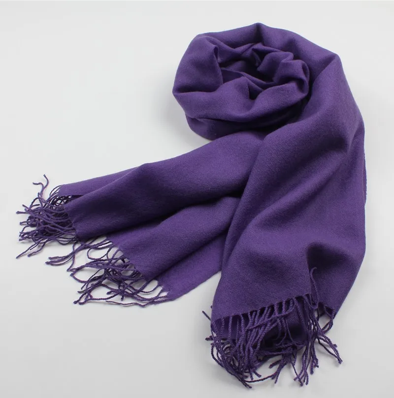 Purple Унисекс шарф из мериносовой шерсти чистая мериносовая шерсть Мужская Женская шаль модный длинный зимний теплый шарф Рождественский подарок теплый один размер - Цвет: Purple