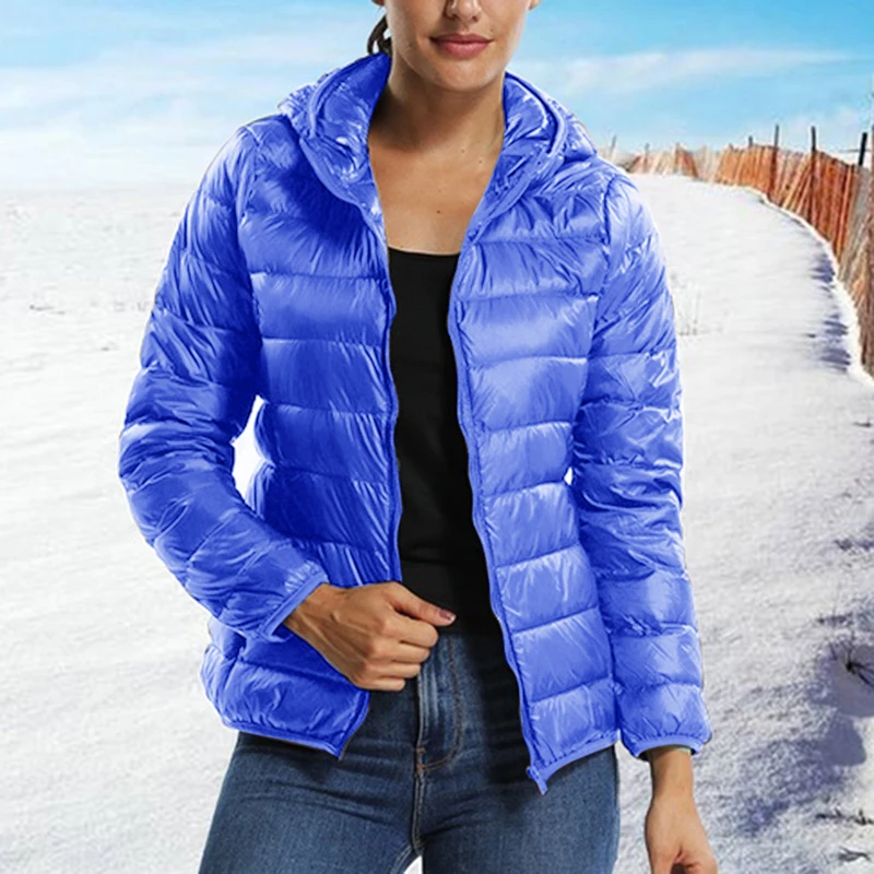 

PUIMENTIUA Autumn Womens Jackets Ultra Thin Super Light Fashion Ladies Down Coats Solid Color Female Hooded Jacket Coats S-3XL