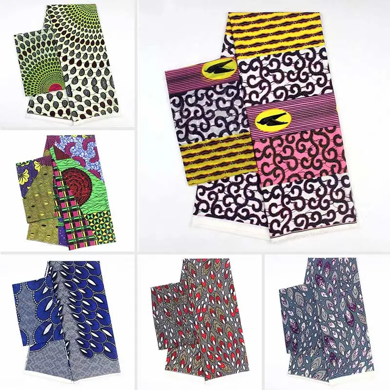 Цифровой печатный воск дизайн Африканский атласный узор 4 ярдов атласная шелковая восковая ткань и 2 ярдов шифоновое кружевное вечернее платье YB01