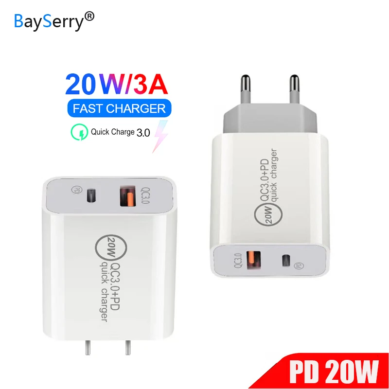 BaySerry 20 Вт 5В 9В 2A 3A USB зарядное устройство PD Type C работающее от прикуривателя с 2