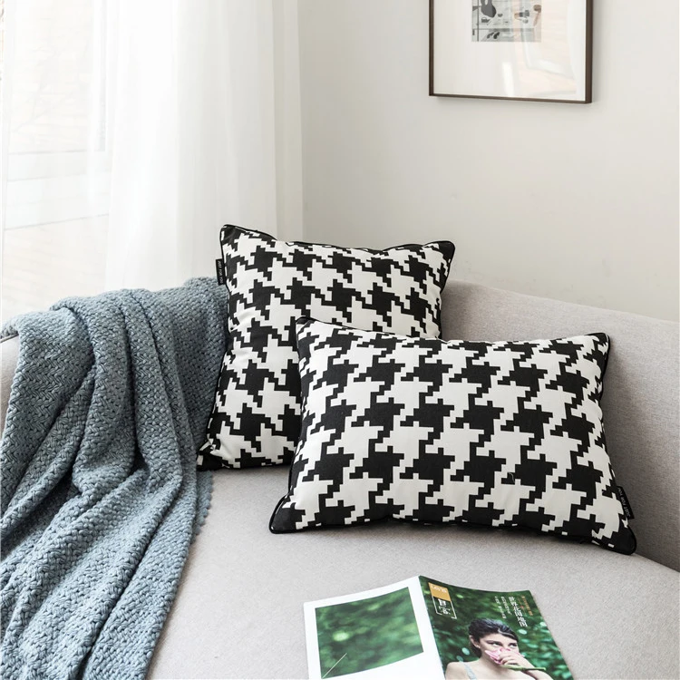 Роскошный светильник в скандинавском стиле, Классический чехол для подушки с рисунком «гусиная лапка», черно-белая наволочка для дивана, стула, декоративная наволочка