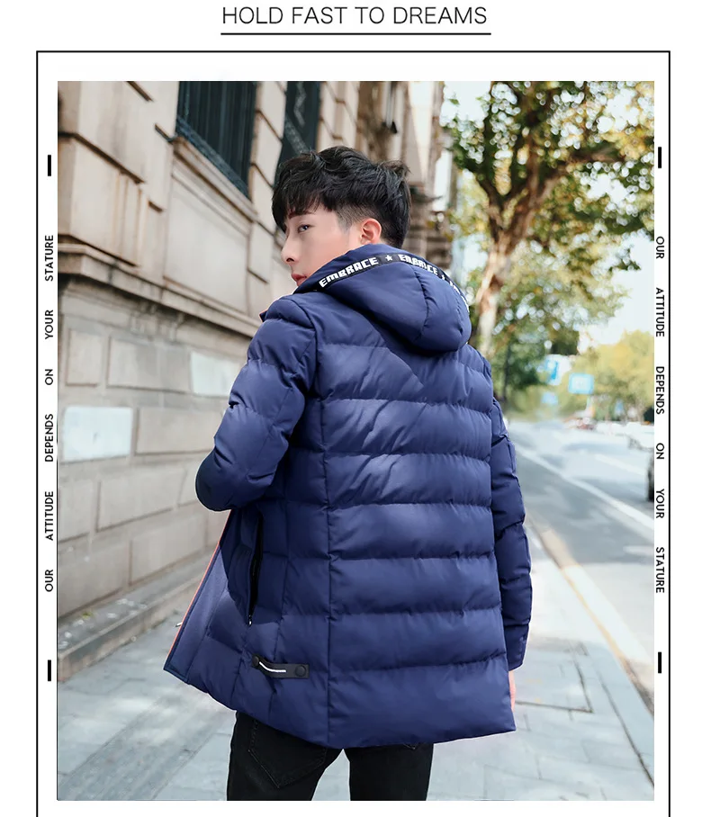 Мужская Зимняя Толстая хлопковая куртка с капюшоном в стиле пэчворк и пальто, повседневные Черные парки, одежда с хлопковой подкладкой