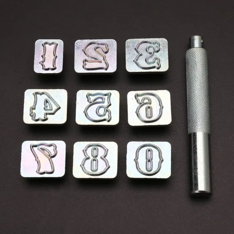 

9pcs Steel Number Stamp Punch Set DIY Leather Craft Metal Punching Tools Kit X4YD