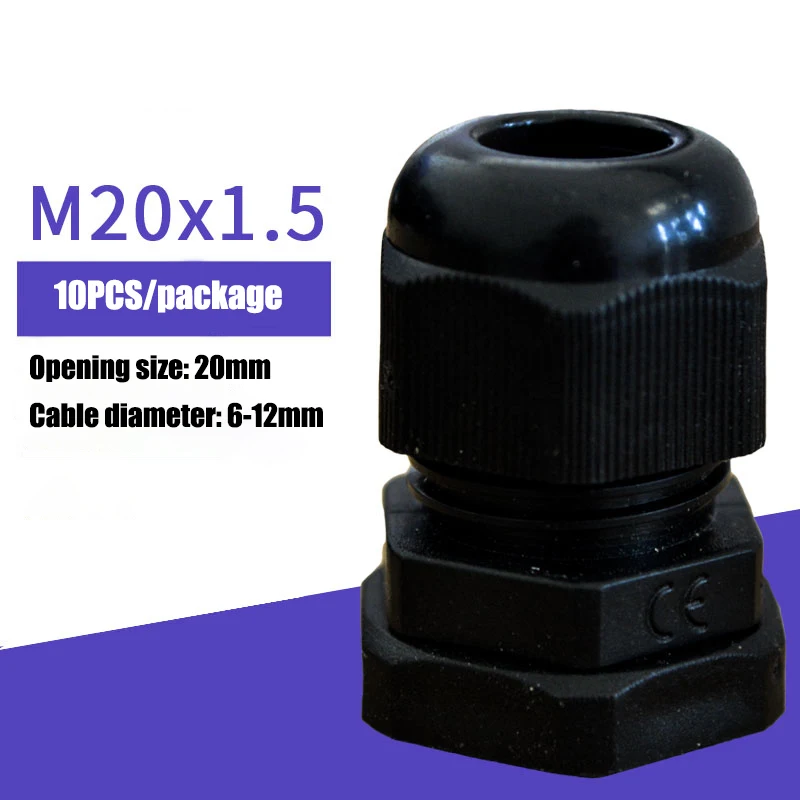M20X1.5 10 шт./лот IP68 M12x1.5 для 3-6,5 мм M16x1.5 M20x1.5 M22 провода кабель CE белый/черный водонепроницаемый нейлон пластик кабельный ввод Разъем - Цвет: M20X1.5
