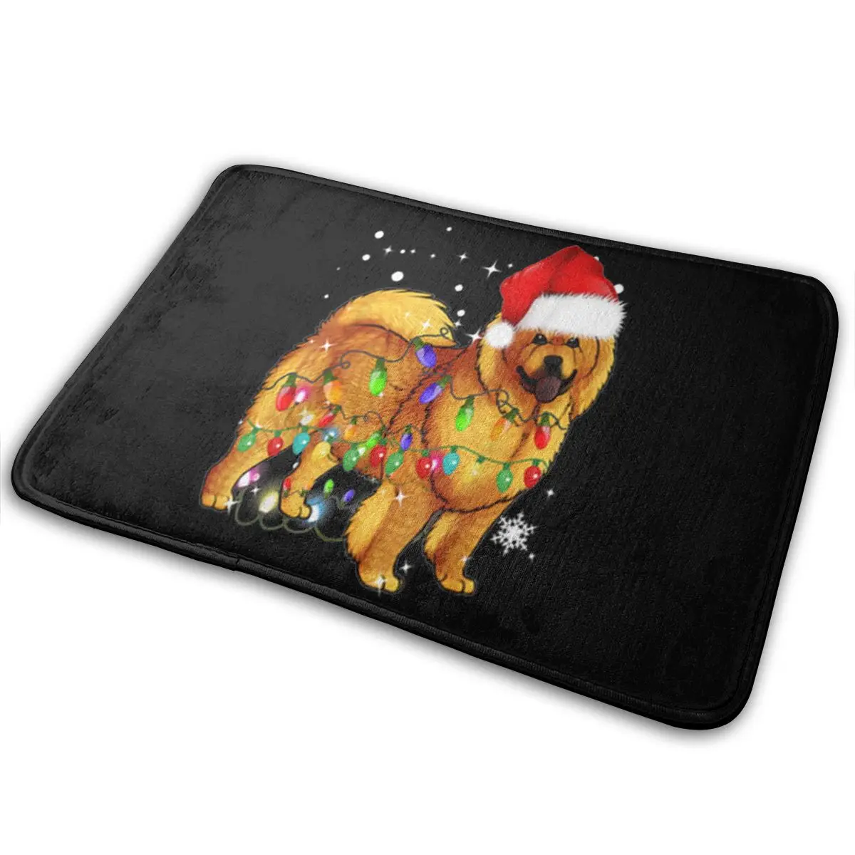 Рождественские огни Chow Dog Santa дышащие топы хлопковый ковер с юмором новейший