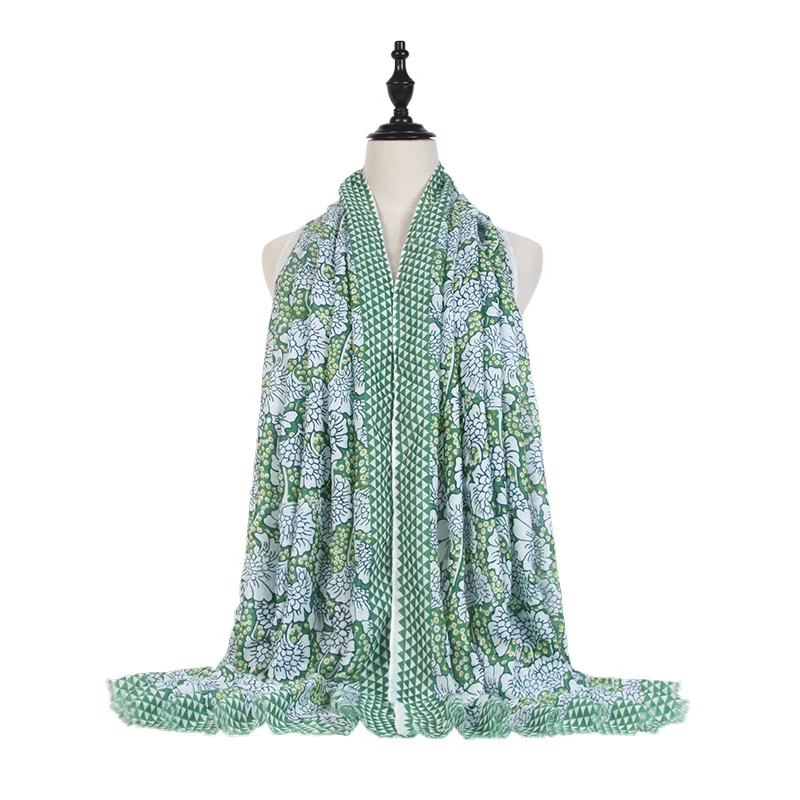

2022 New Ginkgo Leaf Print Fringe Scarf Shawls Long Flower Pattern Wrap Hijab Scarves 6 Color Free Shipping