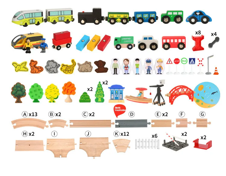 Новинка 109 шт Деревянный Маленький Паровозик цветной двойной Электрический круглый городской трек детская комбинация Alpinia собранные игрушки