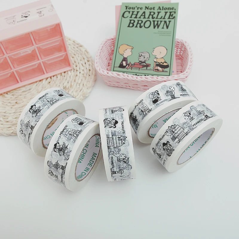 1 шт. упаковочная лента с изображением героев мультфильма «Peanuts Rogue Dog Kawaii», большой рулон, 120 метров, белая нижняя лента с милым мультипликационным принтом