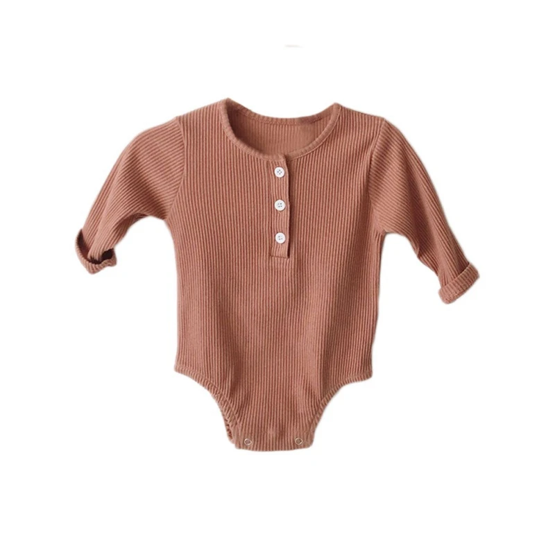 dark pink Однотонное боди с круглым вырезом и длинными рукавами для новорожденных девочек и мальчиков - Цвет: dark pink
