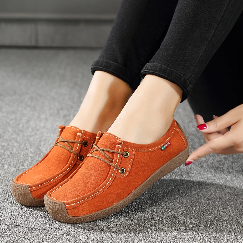 deslizamento em sapatos planos casuais mocassins nubuck