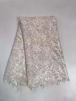 

white lace fabric for wedding dresses african guipure cord lace with stones high quality 2018 latest (5yard/lot) R16821