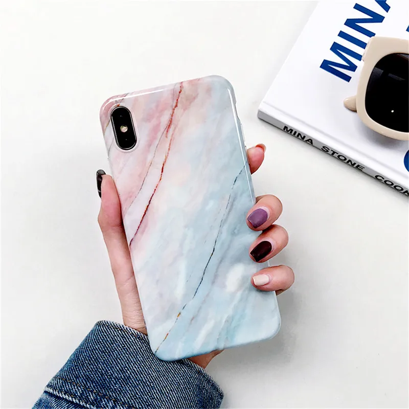 HJ-F7 Новые глянцевые мраморные чехлы для телефонов айфон 11 Pro Max, мягкий силиконовый чехол на айфон 6 6S 7 8 плюс XS Max X XR, чехлы - Цвет: HJ-F7