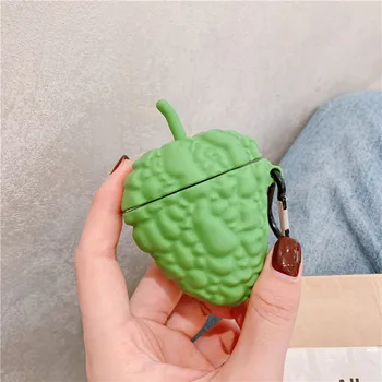 

simulation bitter melon gourd momordica charantia green vegetable bluetooth wireless earphone cover for apple airpods 1/2 case