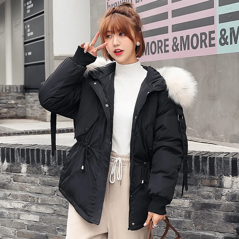 

High Imitation Fur Collar Warm Comfortable Cotton-padded Clothes down Jacket Cotton-padded Clothes 2019 New Winter Fashion Sleev
