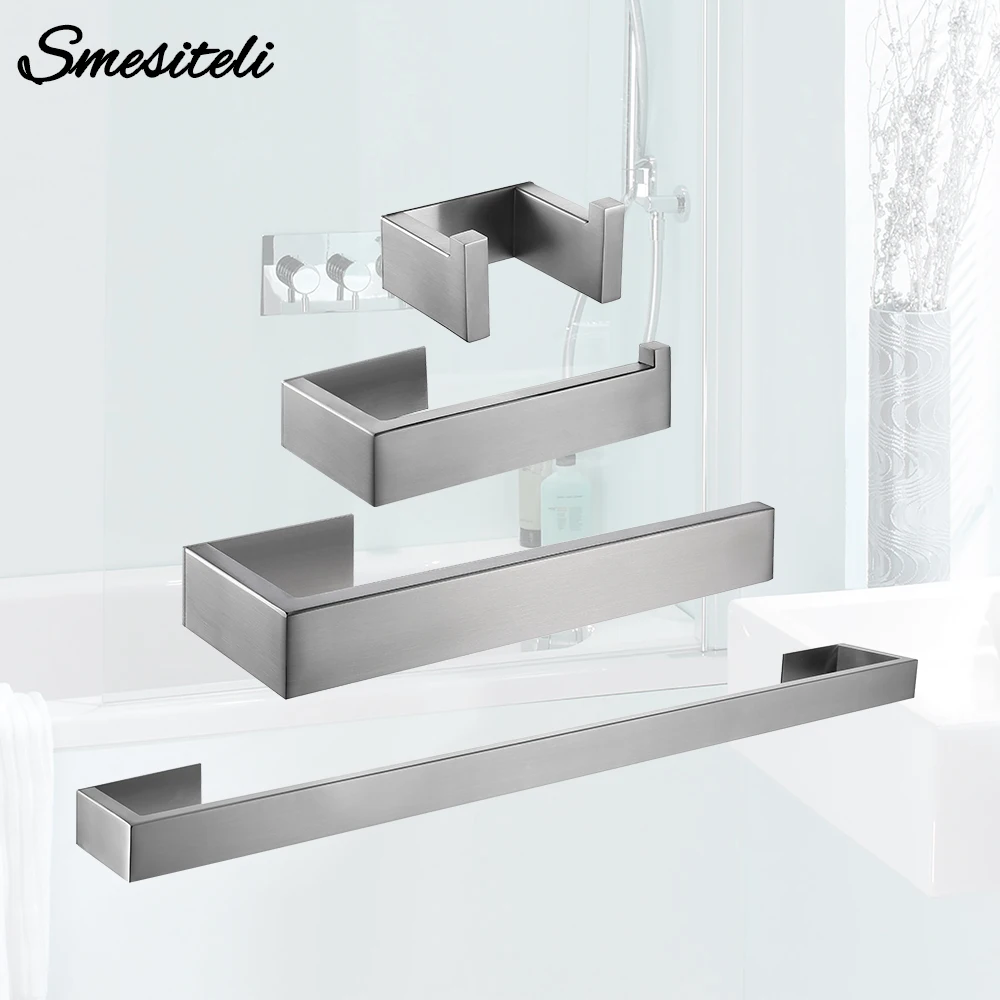 Shelf Adhesive Towel Rack Toilet Paper Holder Towel Hooks Bathroom Accessories Stainless Steel Bedroom Bath Hardware Sets toilet paper holder,towel hook,bathroom hardware set,bathroom hardware accessories