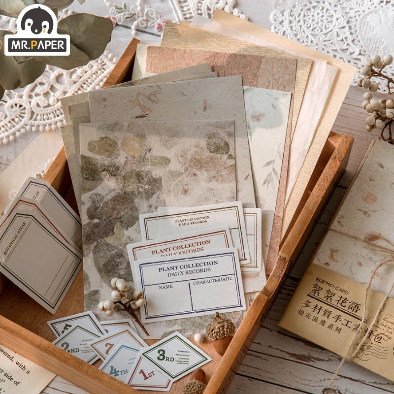 Mr.paper 30 Pcs/bag 4 Designs Vintage Style Paper Tip Temperature Series Creative Stationery Hand Account DIY Material Package