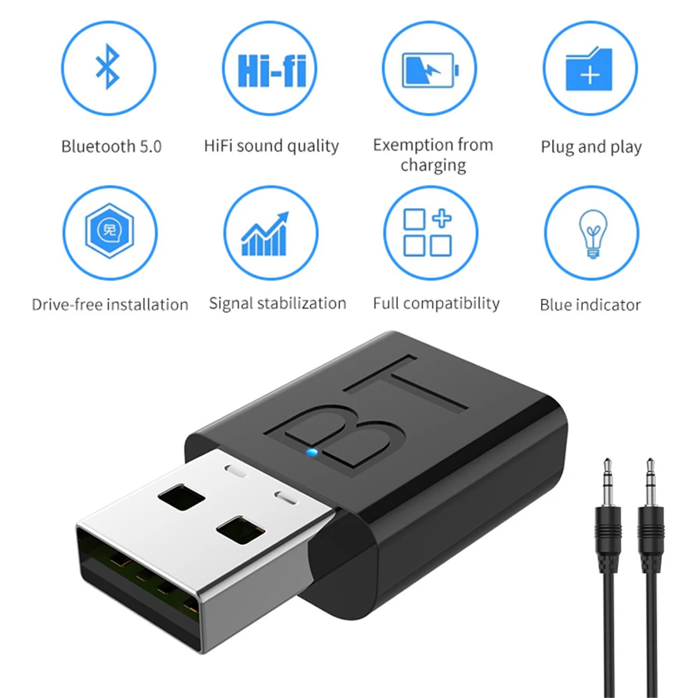 1 шт. автомобильный ТВ ПК портативный 5 0 Bluetooth передатчик приемник Мода 3 мм AUX