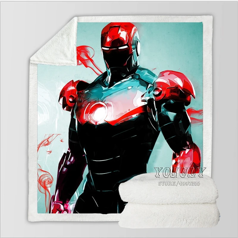 YOJULY, Железный человек, герой Marvel, для детей и взрослых, 3d принт, одеяло, диване, пододеяльник, теплое постельное белье, удобное офисное одеяло для короткого сна K36