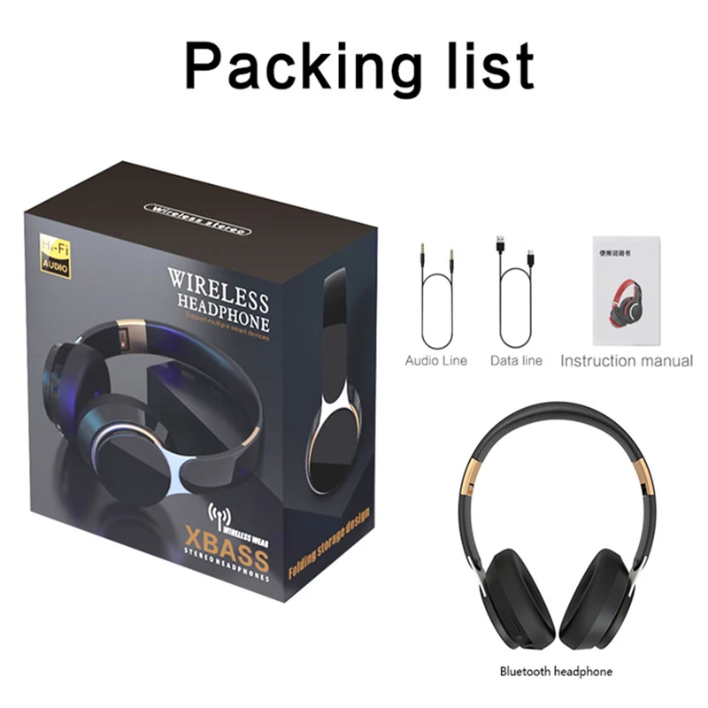 New Bluetooth Headset Stereo Subwoofer Wireless Sports Headset Folding Card Mobile Phone Computer Headset Bluetooth Headset