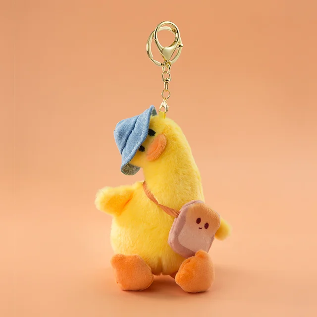 Cartoon Lovely duck crooked neck Doll Keychain Yellow White Car Bag Accessory Cute Plush Boy Girl Couple Keyring Lover Pendant B Yellow Duck